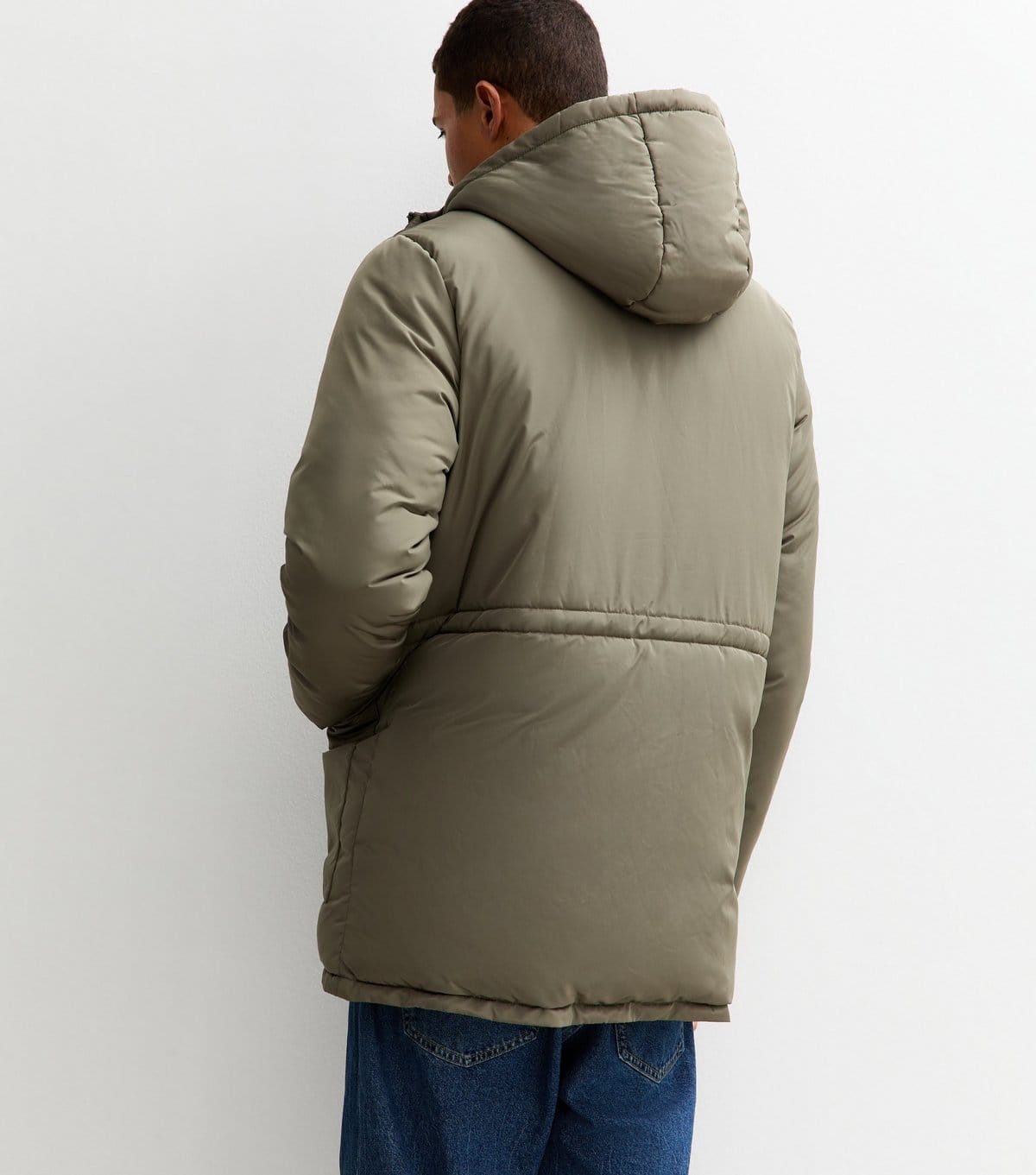 New Look Men's Light Khaki Regular Fit Padded Parka Coat New Look - 4