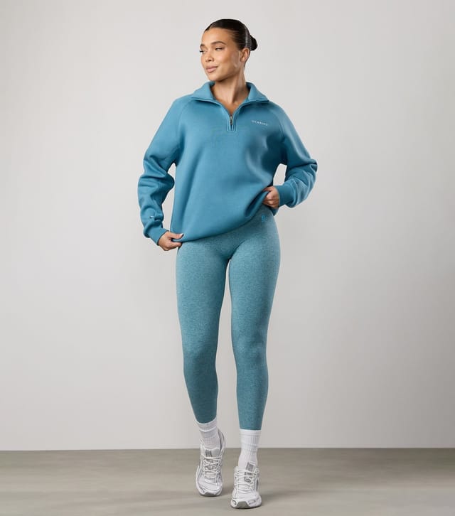 Gym King Women's Light Blue 365 Raglan Sleeve Quarter Zip Sweatshirt Gym King New Look - 2