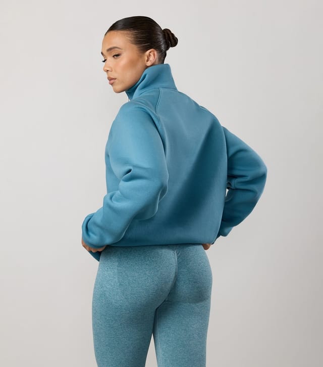 Gym King Women's Light Blue 365 Raglan Sleeve Quarter Zip Sweatshirt Gym King New Look - 3