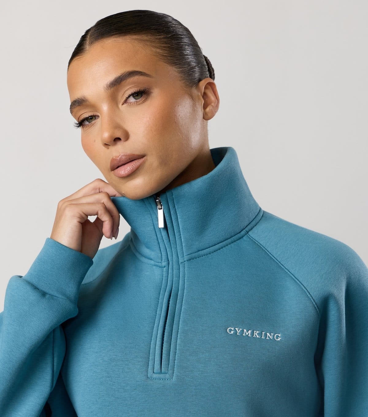 Gym King Women's Light Blue 365 Raglan Sleeve Quarter Zip Sweatshirt Gym King New Look - 4
