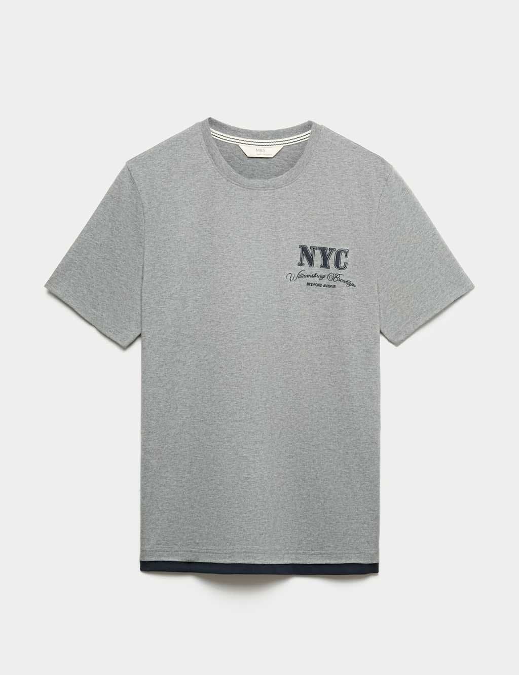 Marks & Spencer M&S Pure Cotton NYC Graphic Loungewear Top Grey Marl