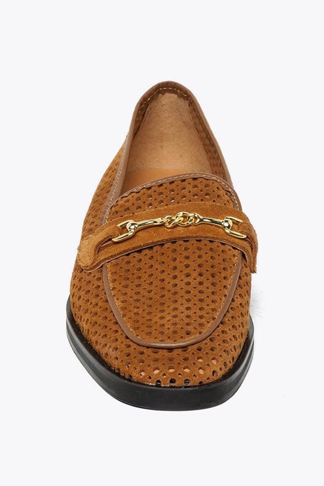 Steve Madden STEVE MADDEN Women's 'Nafisa Loafer Tan' Suede Flats in Tan - 3