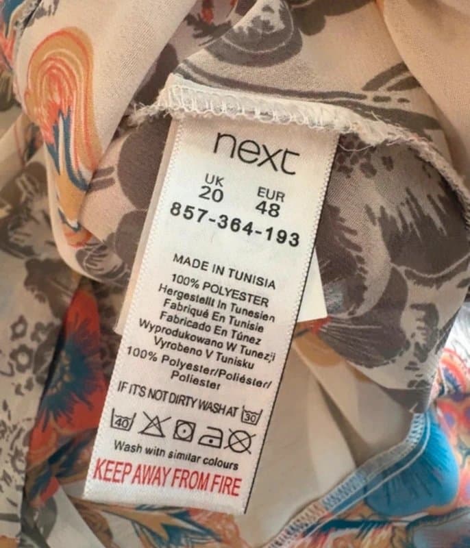 Next NEXT Floral Boho Blouse UK 20 EUR 48 White Blue Orange Lightweight Floaty Tunic Top Plus Size