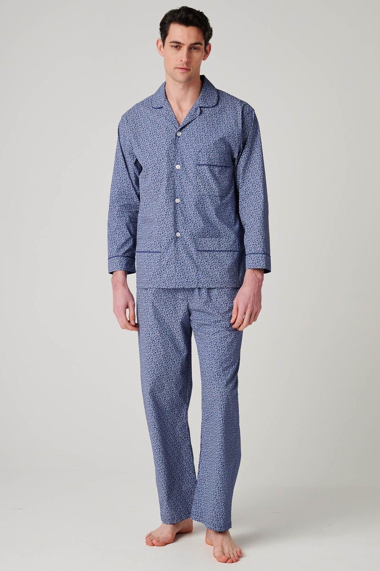 British Boxers British Boxers Men's "Navy Paisley" Crisp Cotton Pyjama Set in Dark Navy