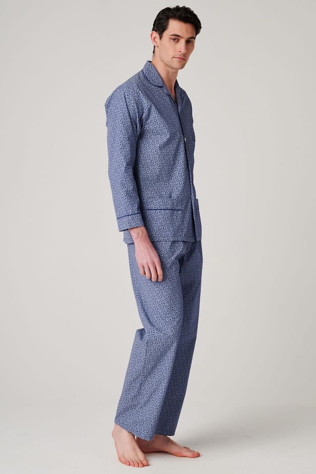 British Boxers British Boxers Men's "Navy Paisley" Crisp Cotton Pyjama Set in Dark Navy - 2