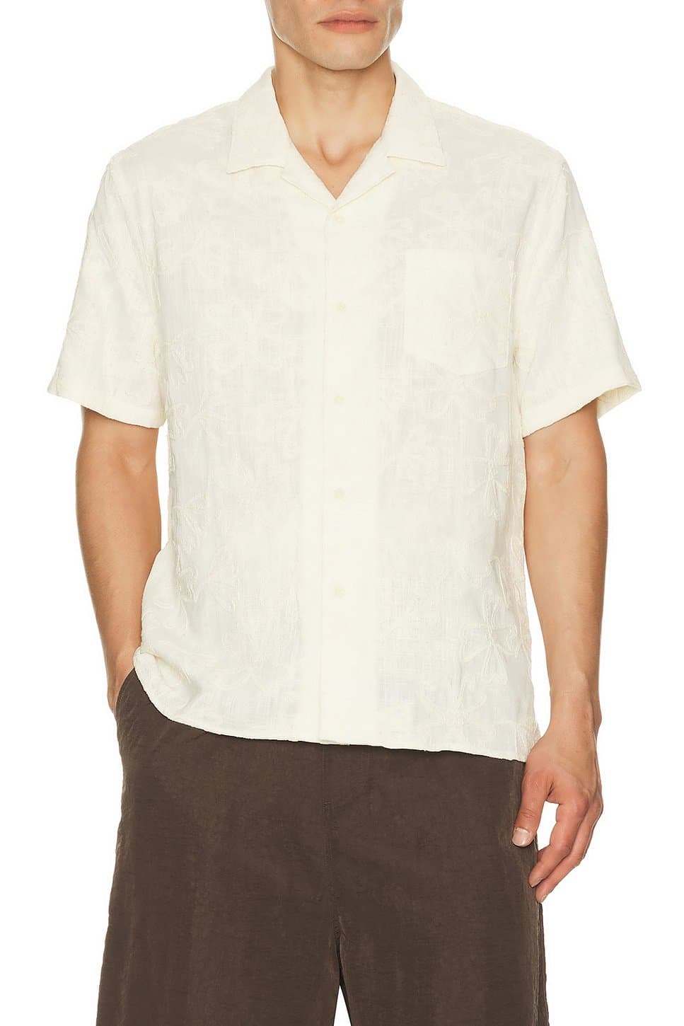 revolve Embroidered Floral Short Sleeve Cabana Shirt