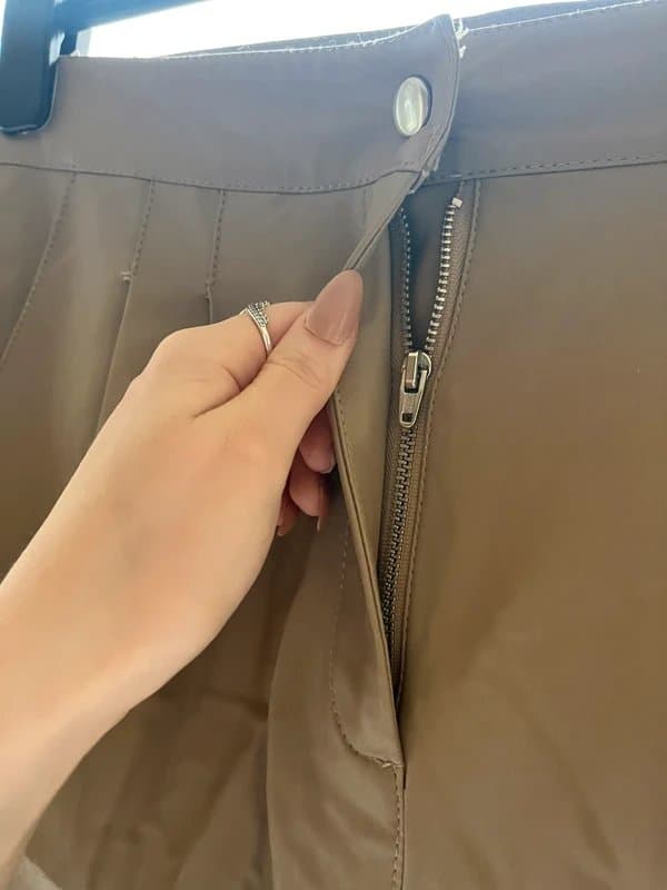 Topshop Topshop brown leather style trousers size 10