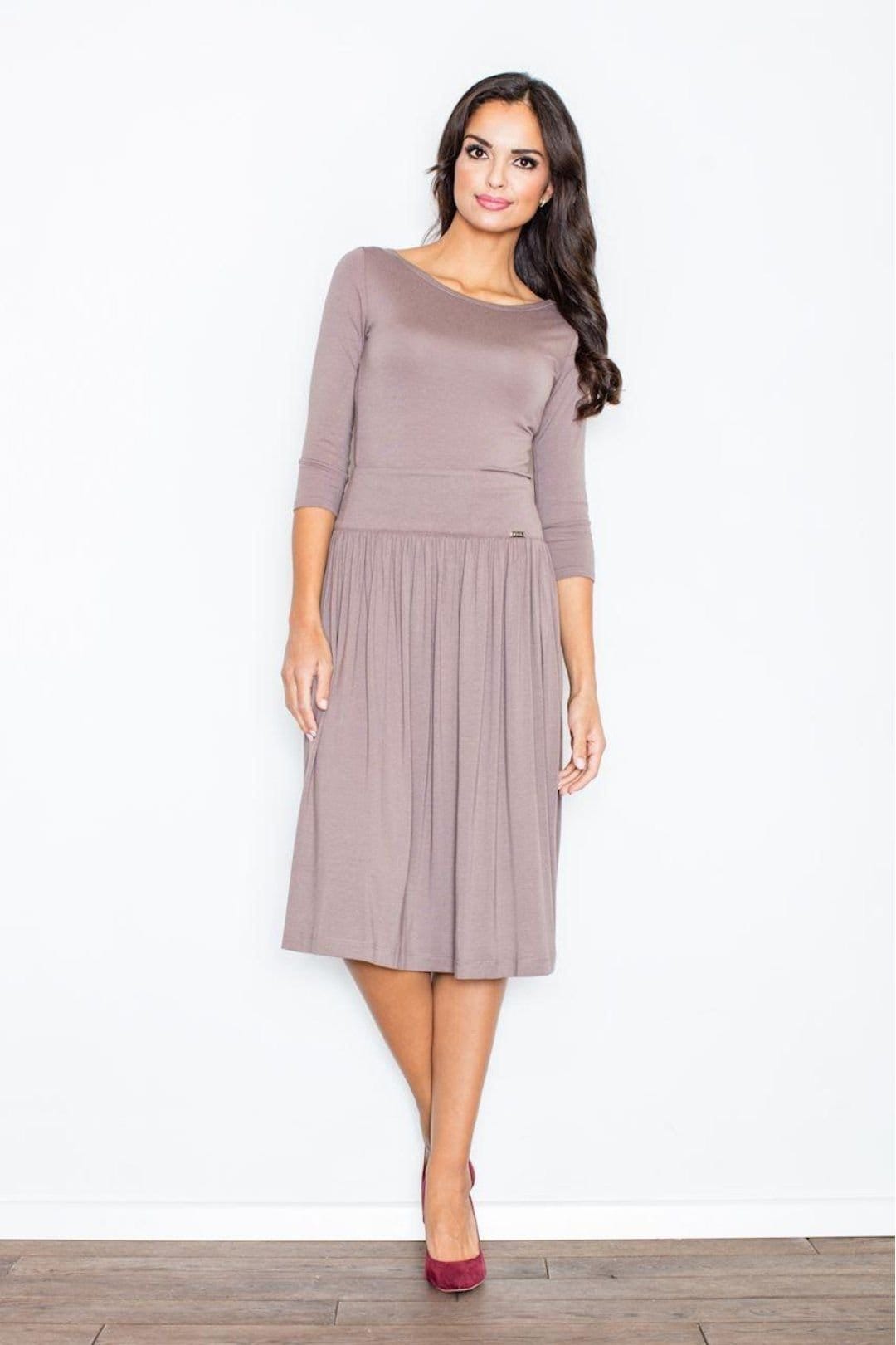 Love Lace Brown Fitted Blouse & Flared Skirt Set