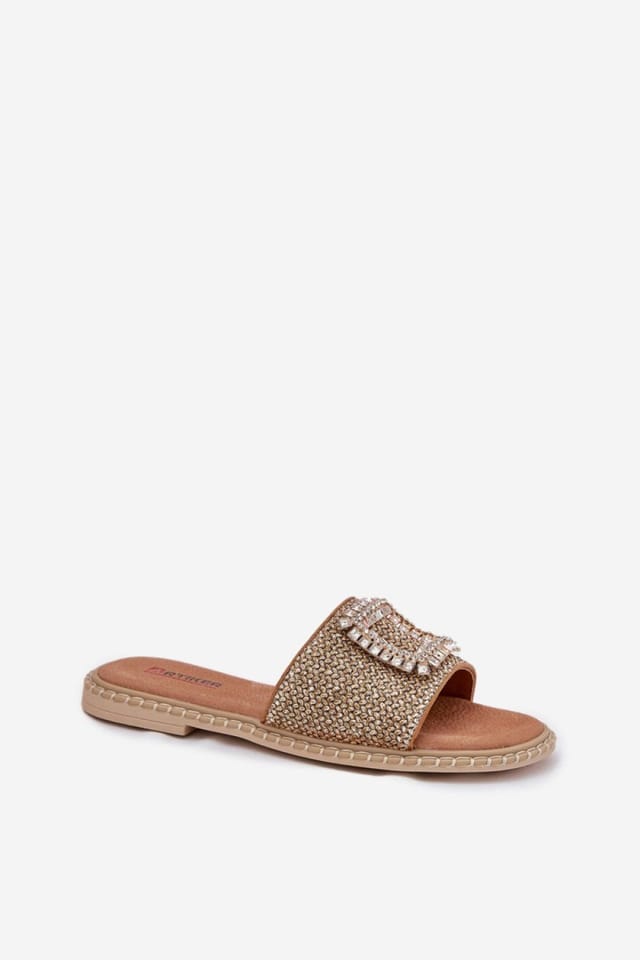 Love Lace Love Lace Women's Artiker Flat Heel Sandals with Braided Strap & Brooch in Beige - 2