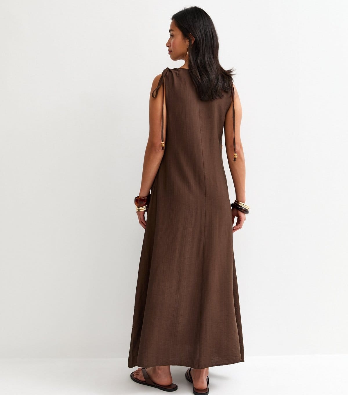New Look Women's Petite Dark Brown Ruched Shoulder Smock Midi Dress New Look - 4