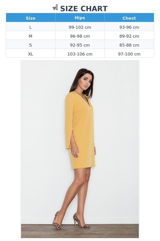 Love Lace Love Lace Women's Elegant Day Dress Pointed Neck Covered Zipper in Yellow - 3