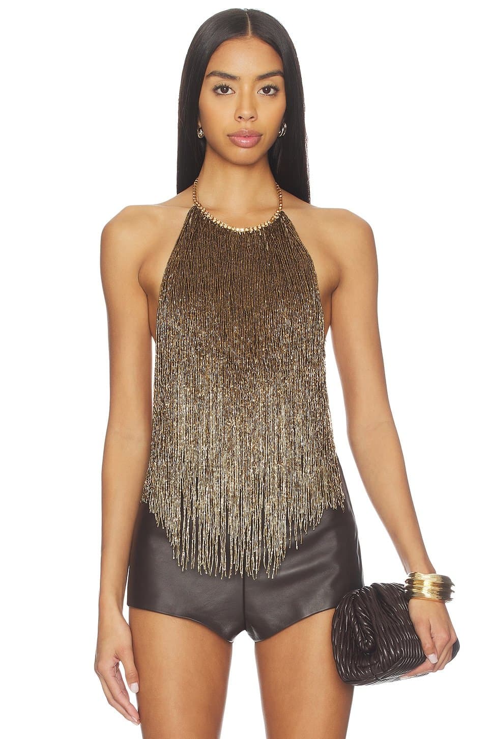 revolve Revolve Fringe Top in Bronze & Gold