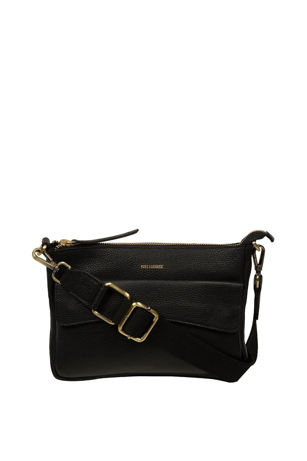 Pure Luxuries London Pure Luxuries London Black Leather Cross Body Bag
