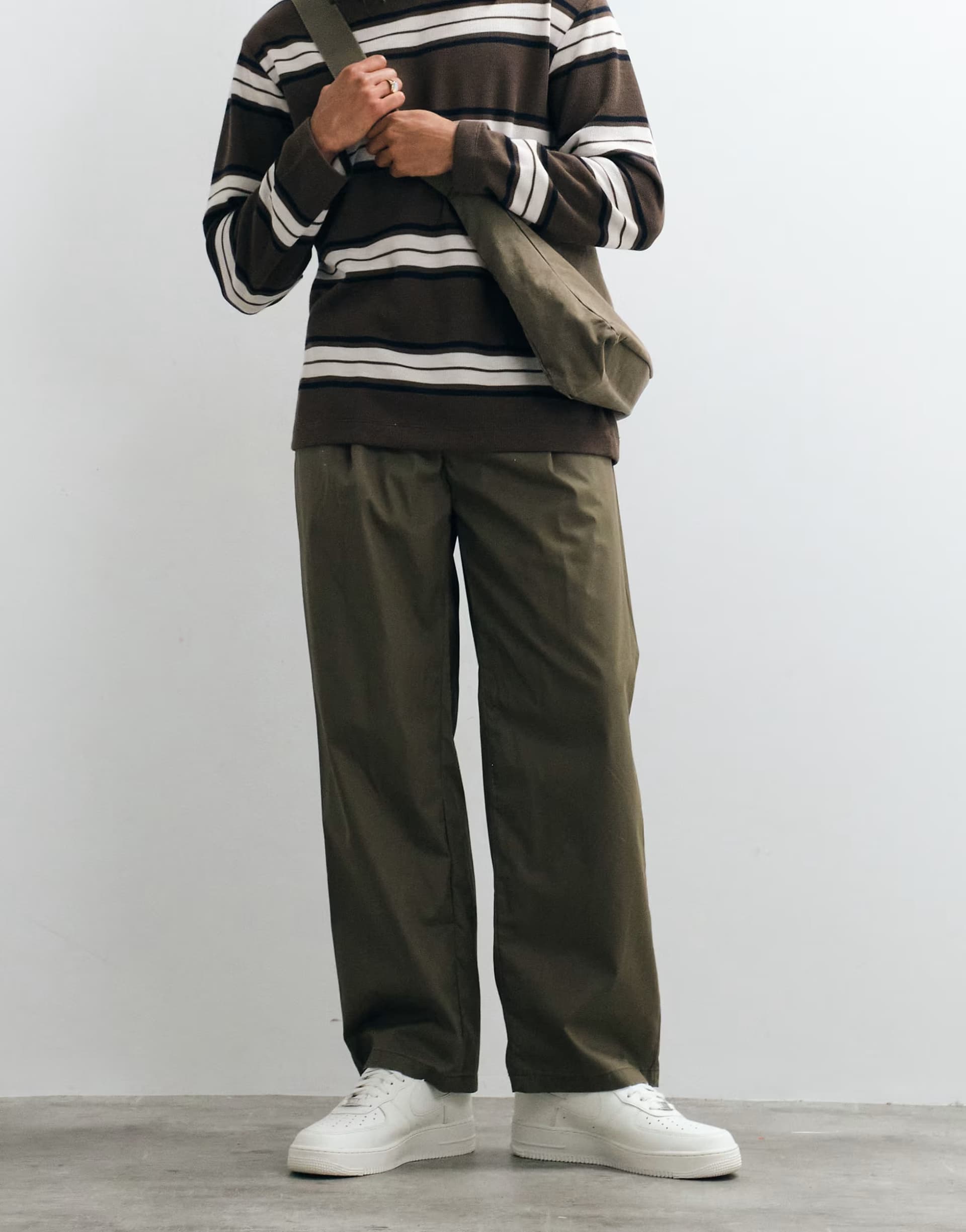 ASOS Jack & Jones wide fit tailored trousers in khaki