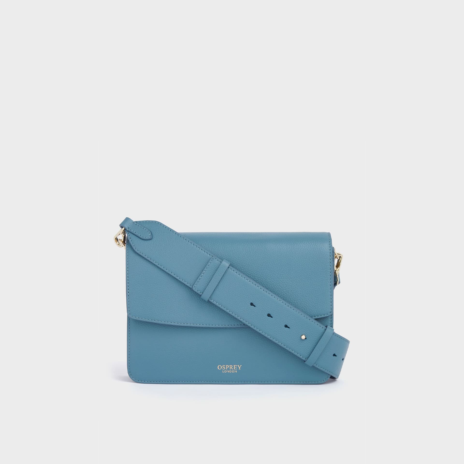 OSPREY LONDON OSPREY LONDON Mid Blue Leather Crossbody Bag