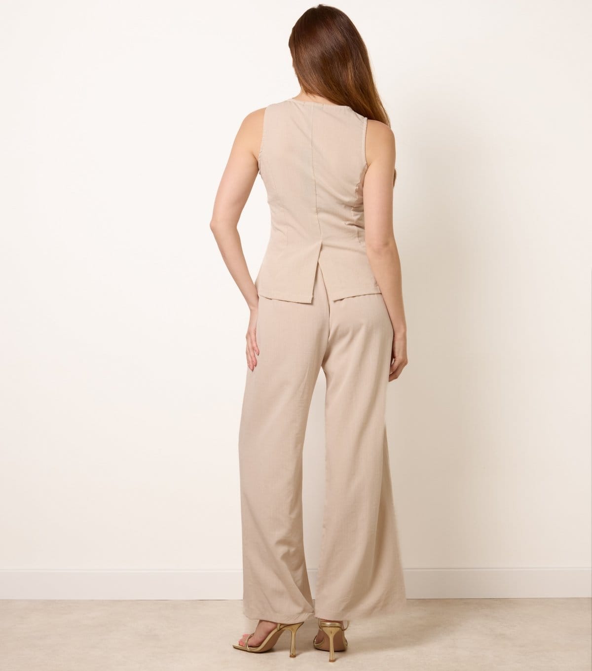 Blue Vanilla Women's Stone Button Vest and Trousers Set Blue Vanilla New Look - 4