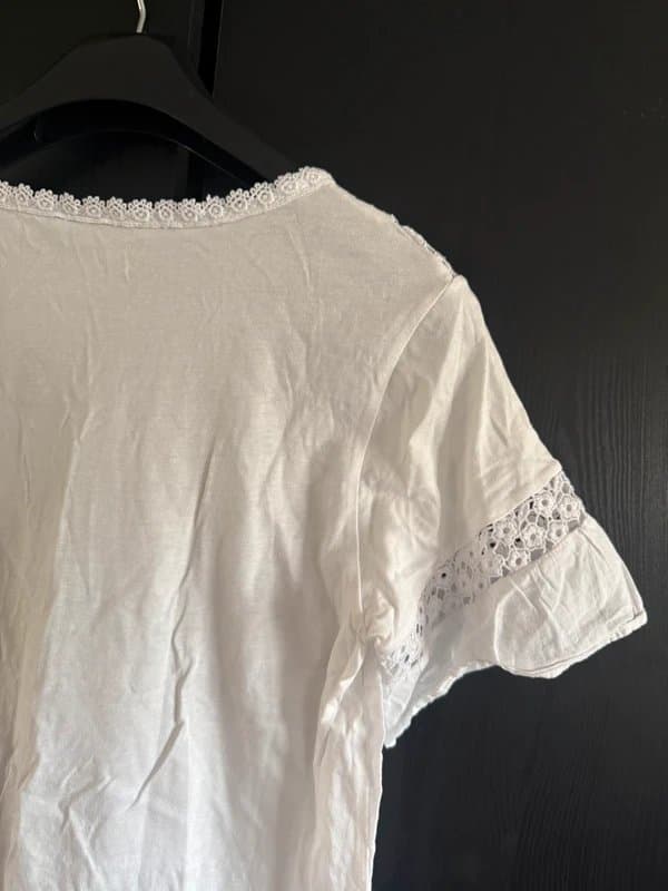 Boden Topshop white 100% cotton crochet detail blouse