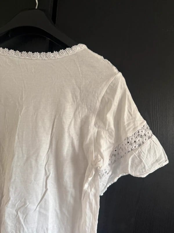 Boden White 100% Cotton Crochet Detail Blouse
