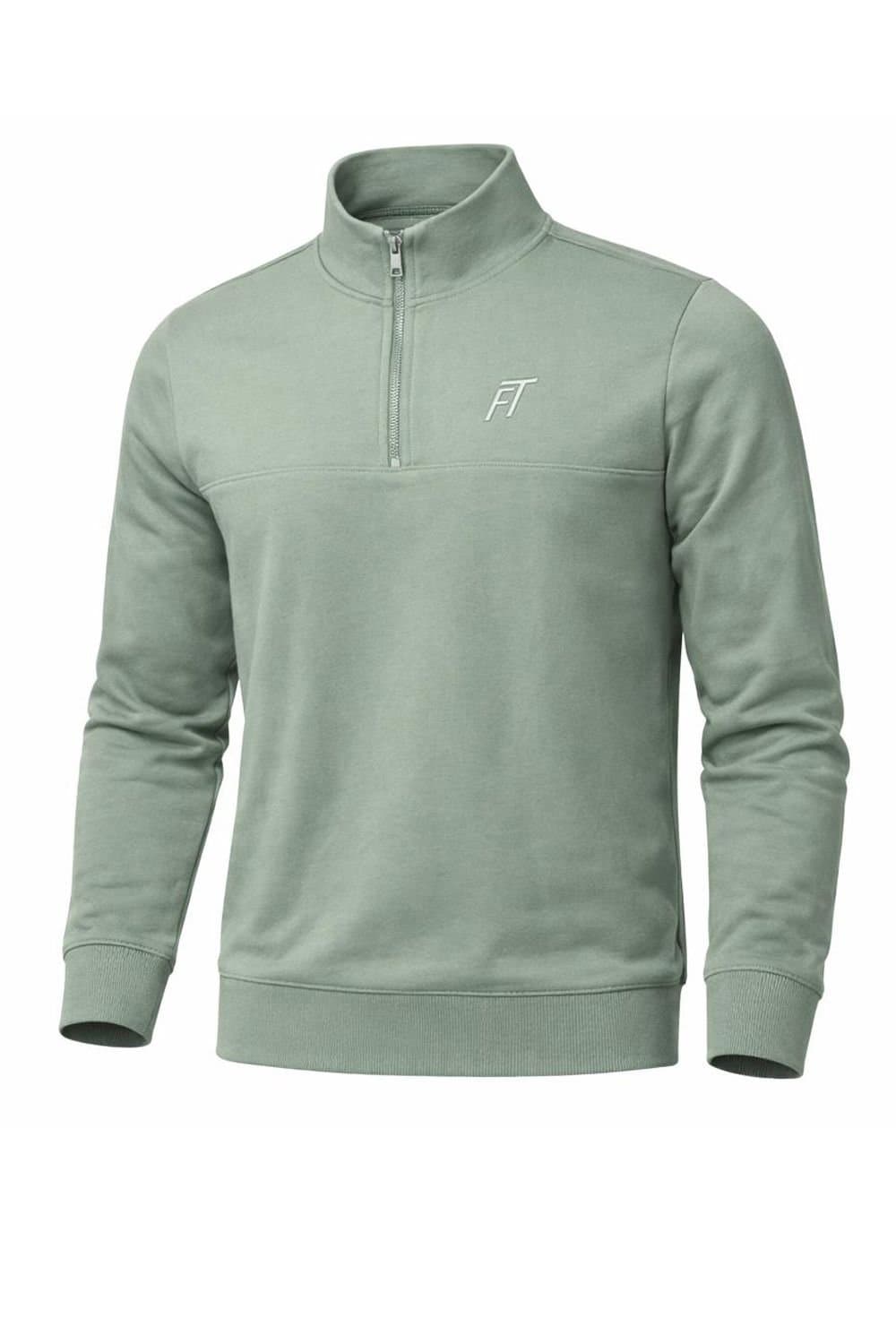 Foster Taylor Foster Taylor Men's Quarter-Zip Mock-Neck Sweatshirt in Pale Green