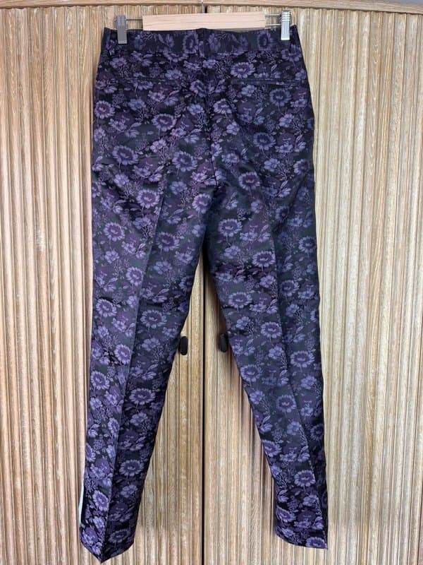 ASOS Design ASOS Design Purple Floral Jacquard Trousers | High Waist | Slim Fit | UK 12