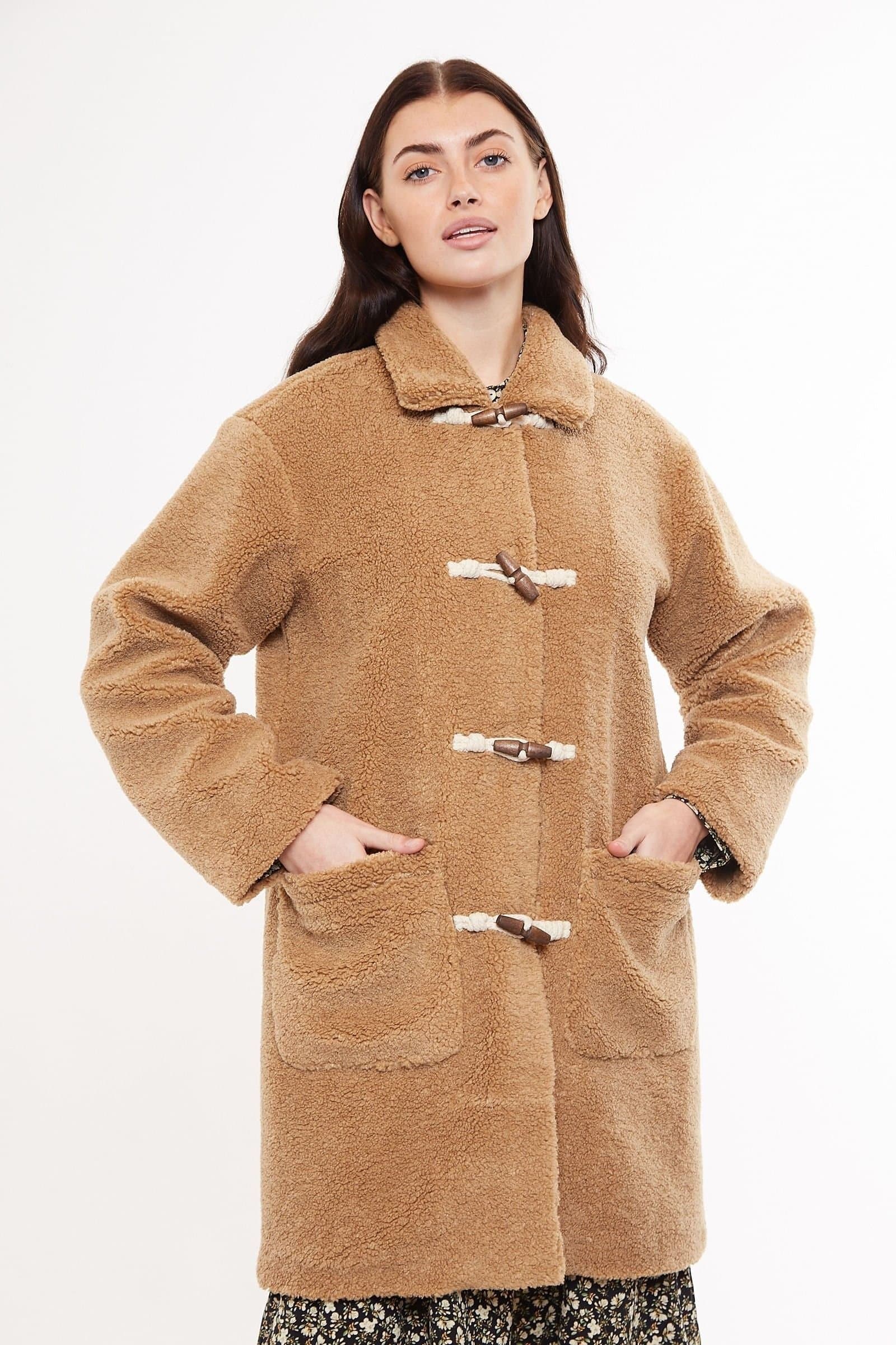 Louche Louche Women's Narimane Borg Duffle Coat - Camel in Beige