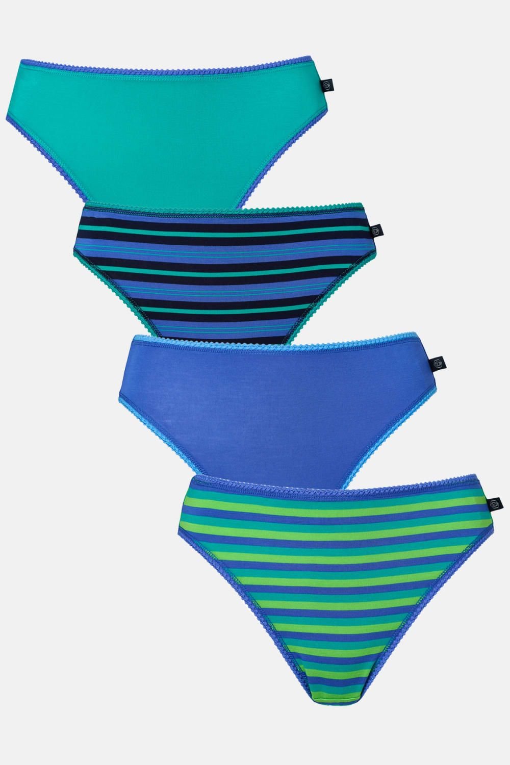 British Boxers British Boxers Women's Pack of Four "Perfect Day" High Leg Knickers in Blue - 1