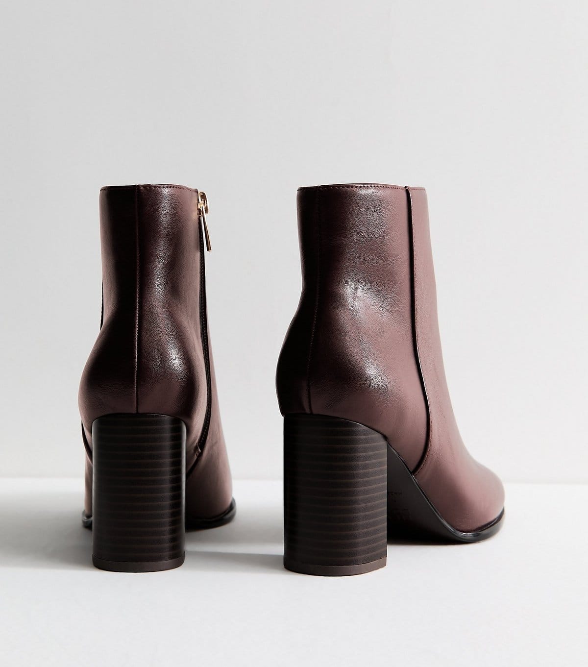 New Look Women's Dark Burgundy Faux Leather Block Heel Ankle Boots Vegan New Look - 4