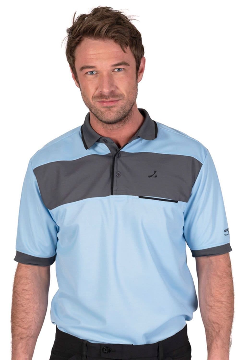 Under Par Under Par Light Blue Contrast Panel Polo Shirt
