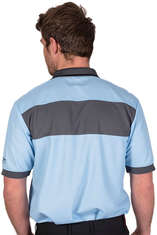 Under Par Under Par Men's Crease Resistant Contrast Panel Polo Shirt in Light Blue - 3