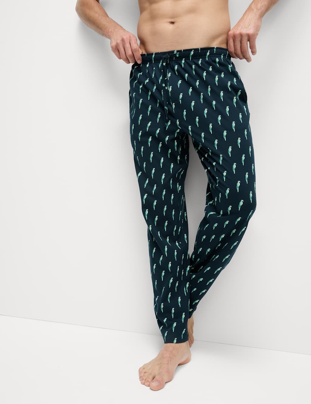 Marks & Spencer M&S Pure Cotton Parrot Print Pyjama Set Teal Mix - 3
