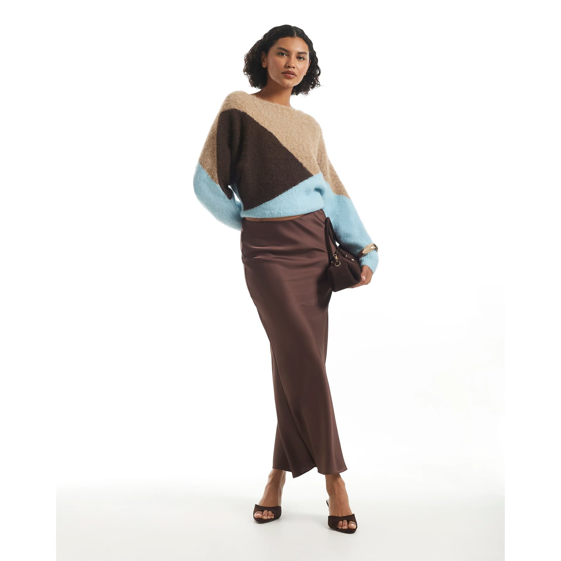 River Island River Island Womens Brown Satin Maxi Skirt
