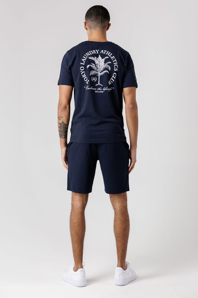 Tokyo Laundry Tokyo Laundry Men's Athletics Club Graphic T-Shirt & Jogger Short Set in Navy - 2