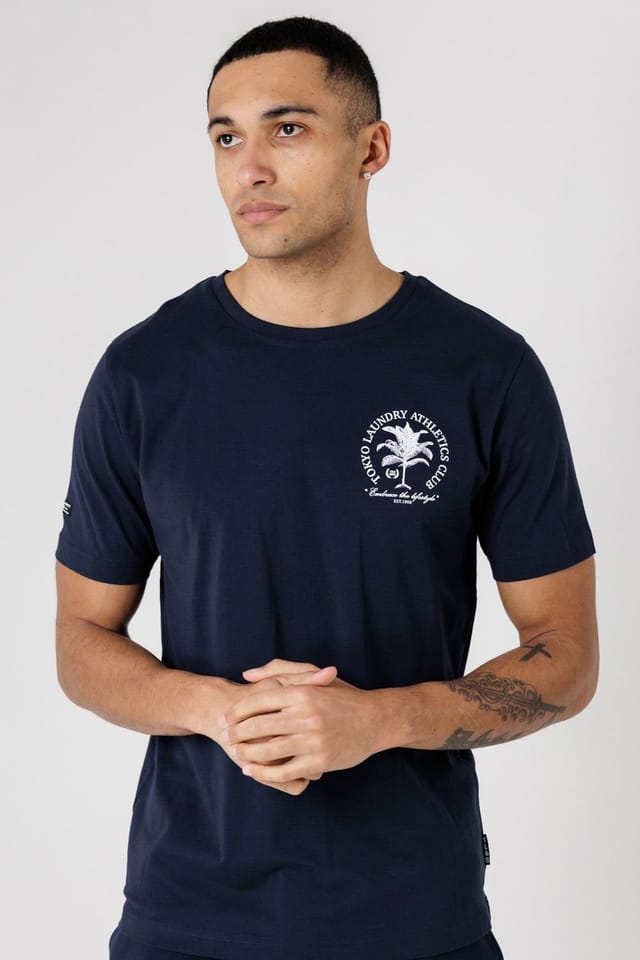 Tokyo Laundry Tokyo Laundry Men's Athletics Club Graphic T-Shirt & Jogger Short Set in Navy - 3