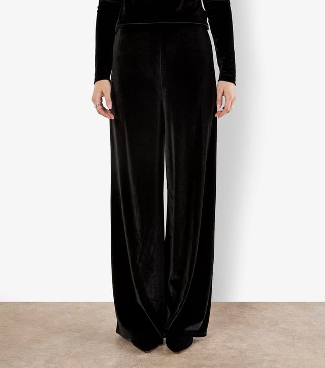 Apricot Women's Black Velvet Clean Waist Trousers Apricot New Look - 2