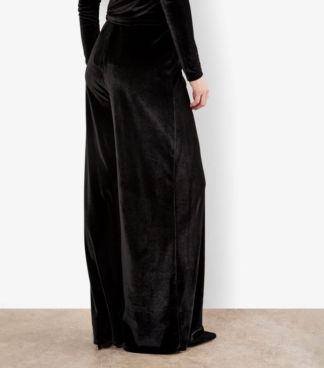 Apricot Women's Black Velvet Clean Waist Trousers Apricot New Look - 3