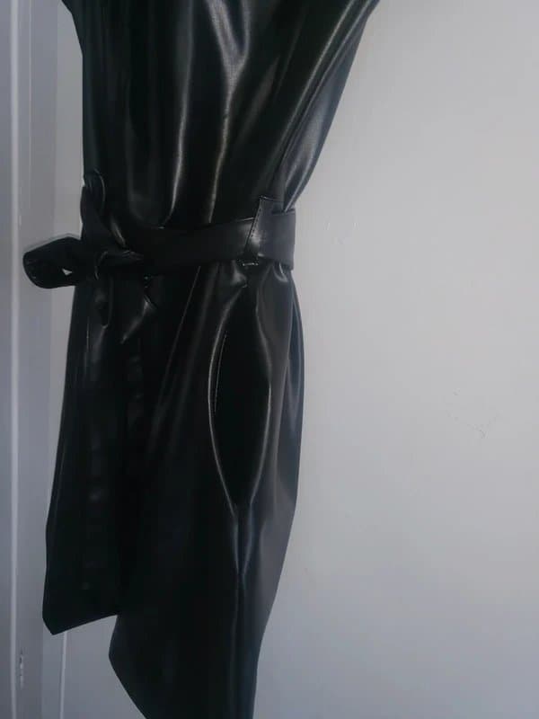 New Look Belted leather look mini dress