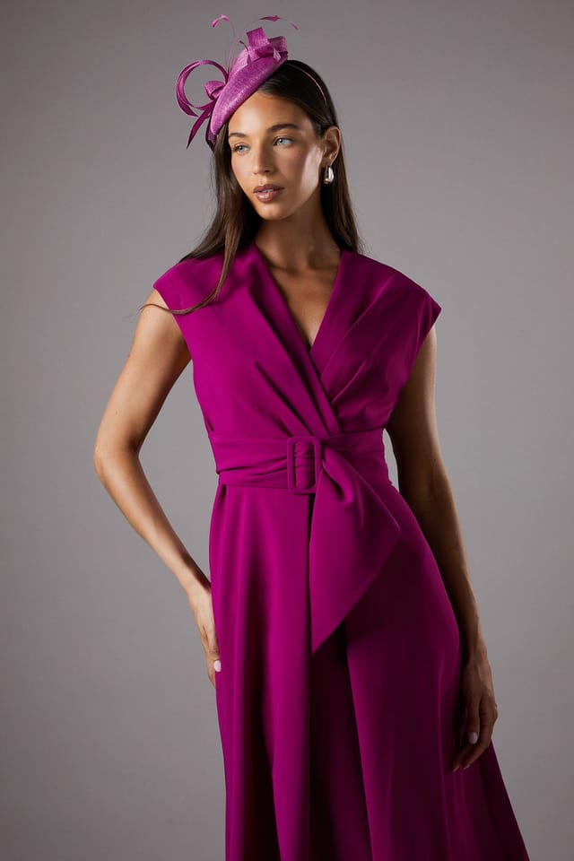 Coast Coast Women's Belted Crepe Dress in Berry - 2