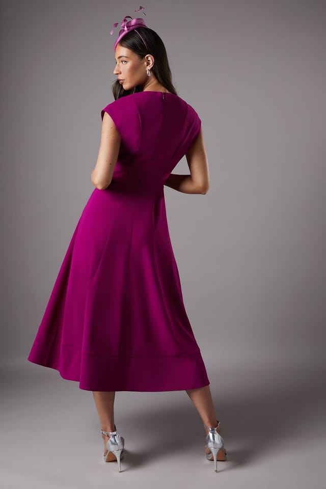 Coast Coast Women's Belted Crepe Dress in Berry - 3