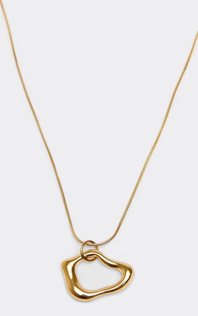 EGO Hammered Ring Shape Pendant Necklace In Gold, Women's Size UK 0 - 2