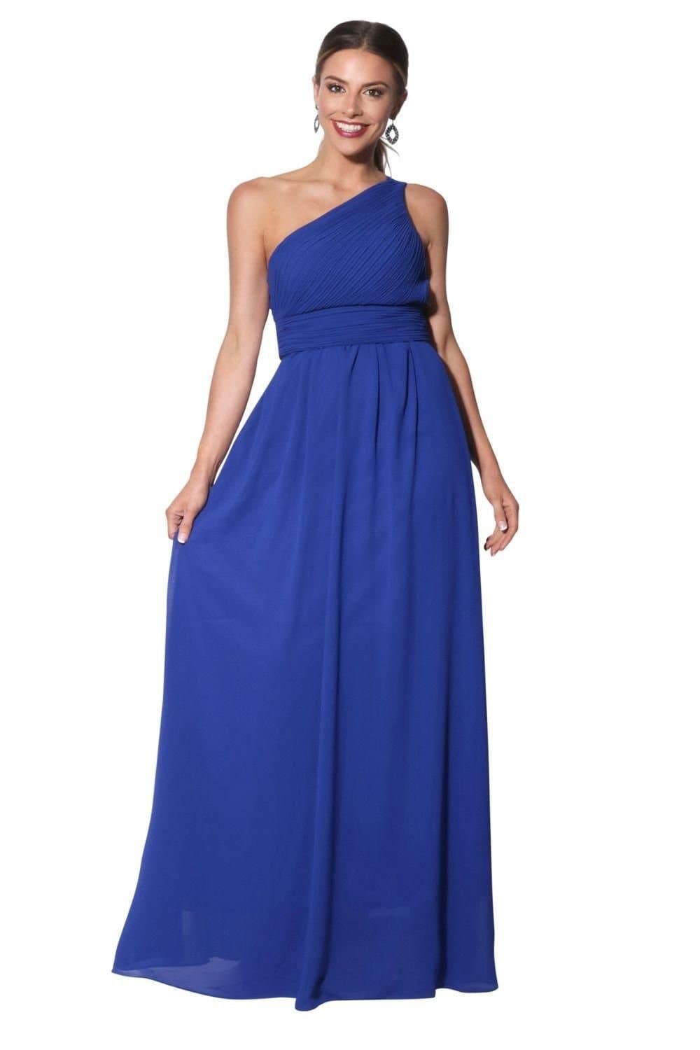 KRISP KRISP Women's One Shoulder Evening Maxi Dress in Dark Blue