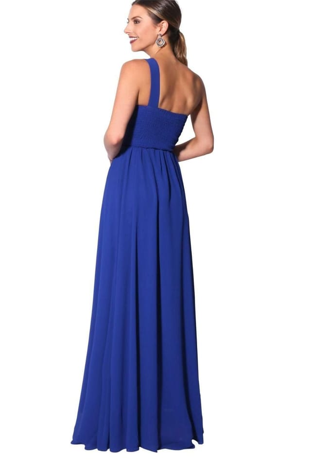 KRISP KRISP Women's One Shoulder Evening Maxi Dress in Dark Blue - 2