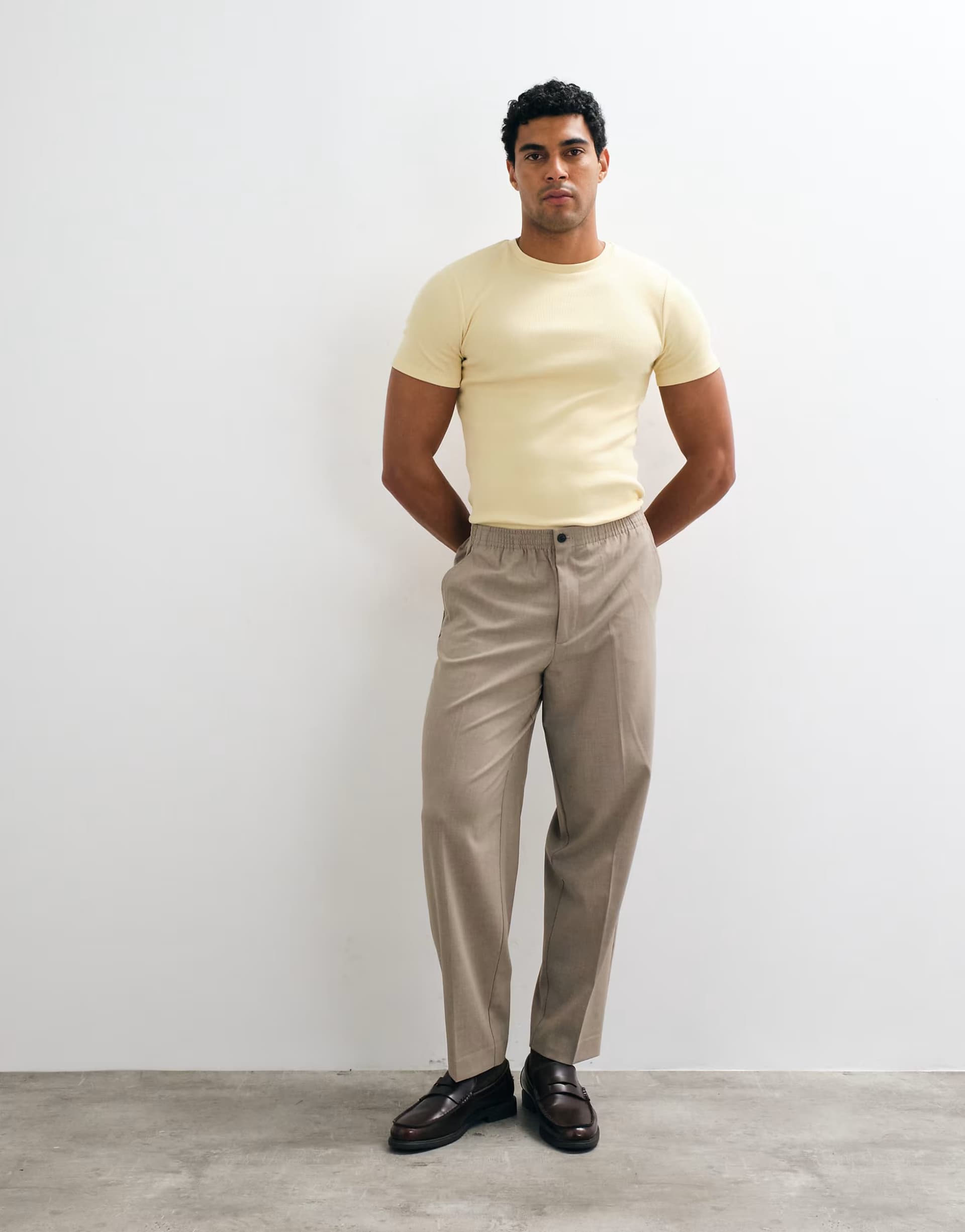 ASOS ASOS DESIGN mix & match oversized tapered suit trouser with elasticated waist in grey