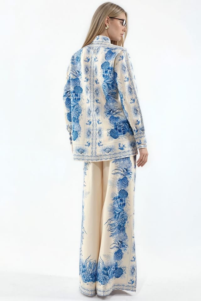 MSN Collection MSN Collection Women's Floral Shirt & Wide-Leg Trousers Set - 3