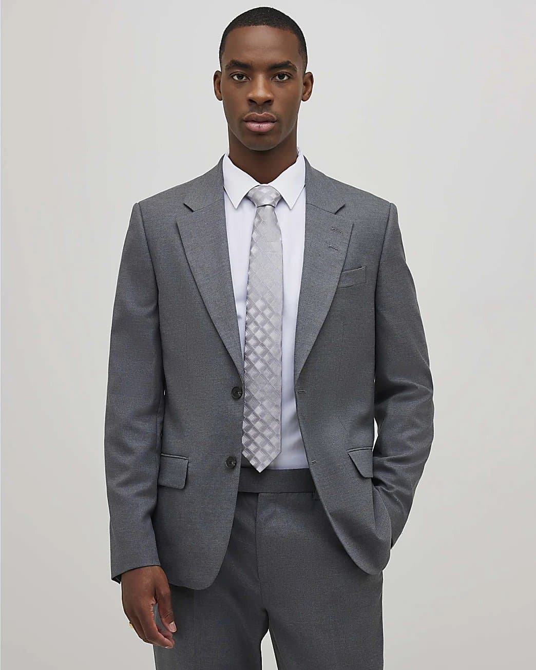 River Island Mens River Island Grey Slim Fit Stretch Suit Jacket