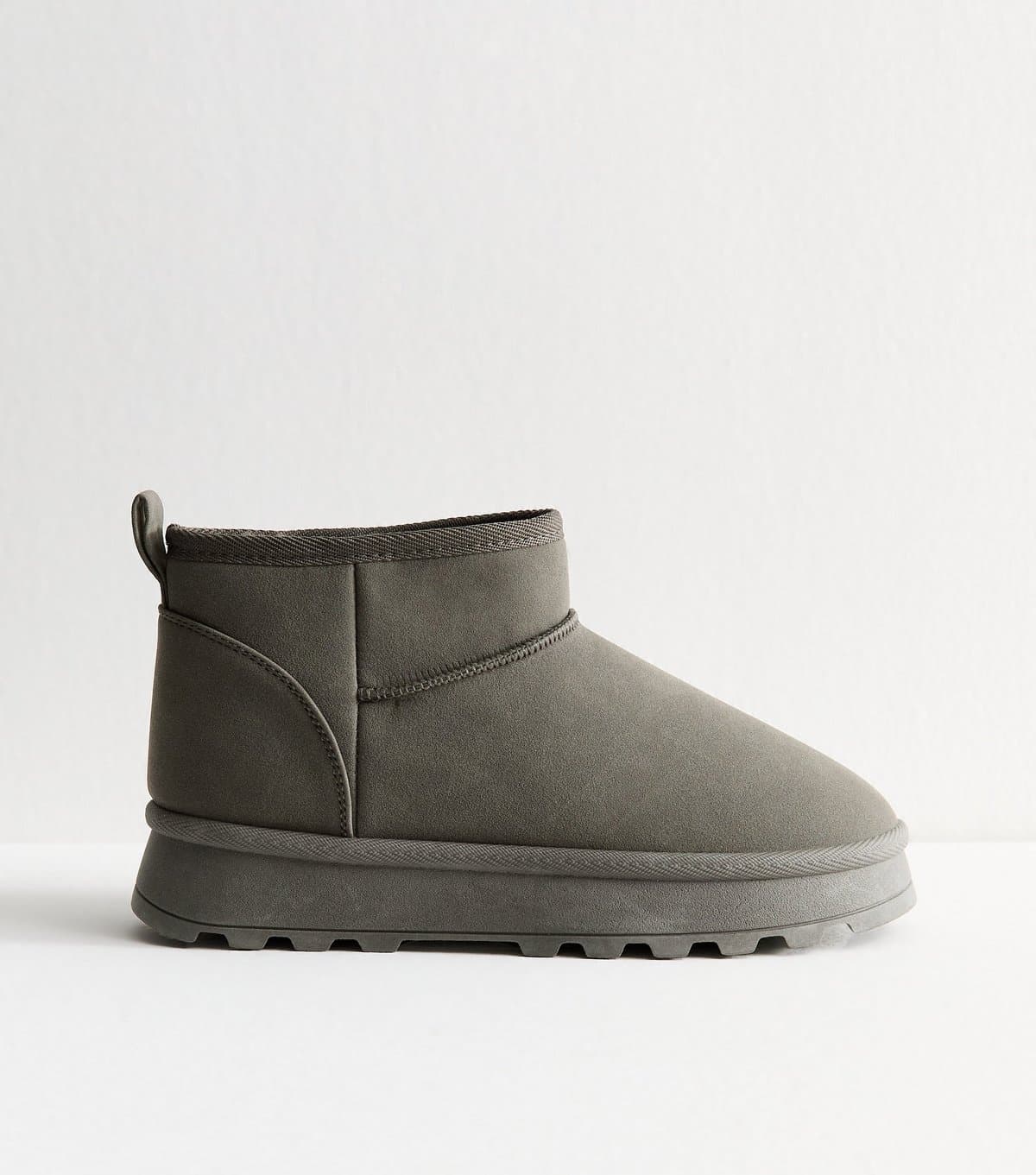 New Look New Look Grey Faux Suede Ankle Boots Vegan