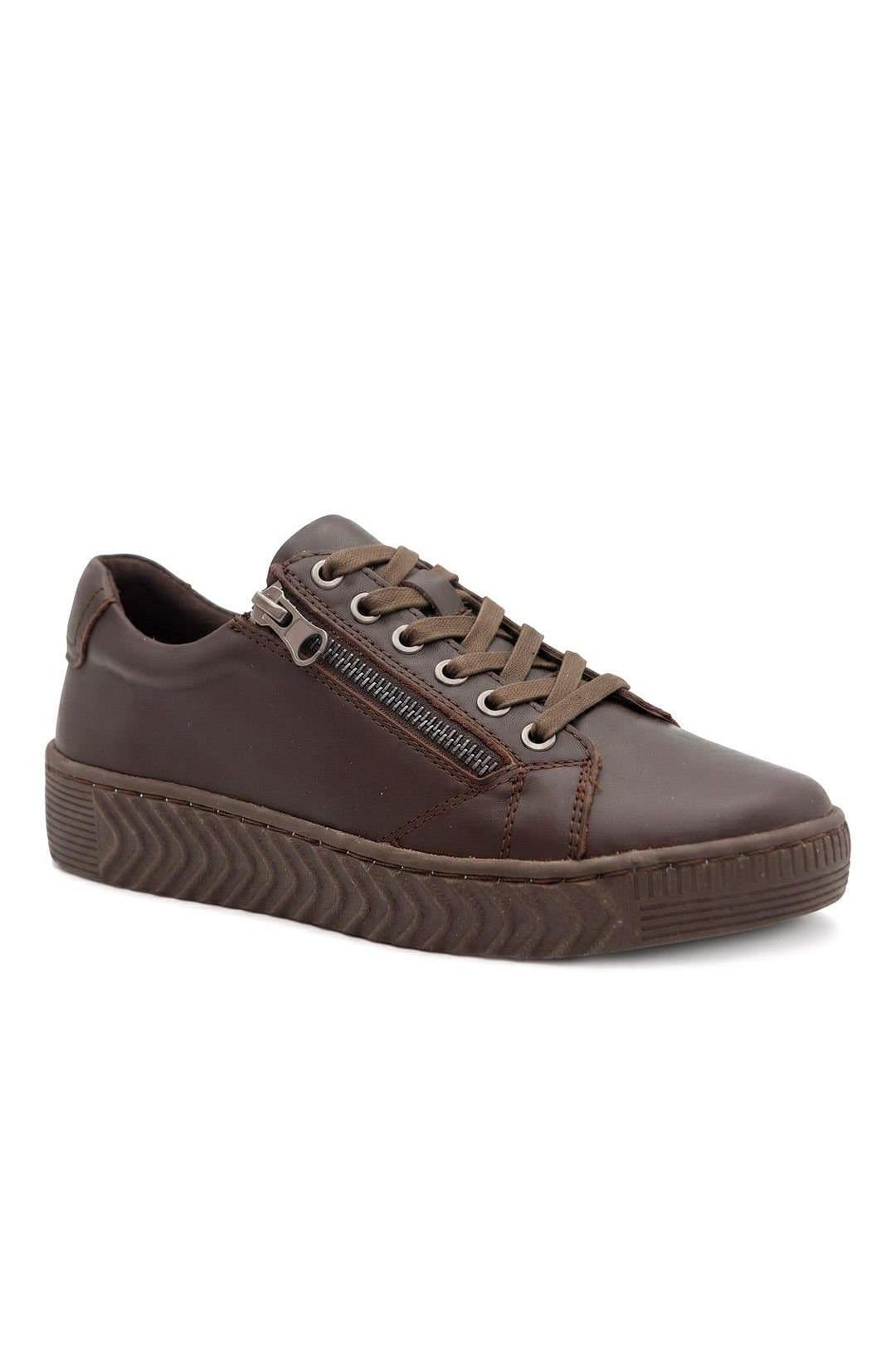 Pavers Pavers Women's Casual Leather Trainers in Dark Brown