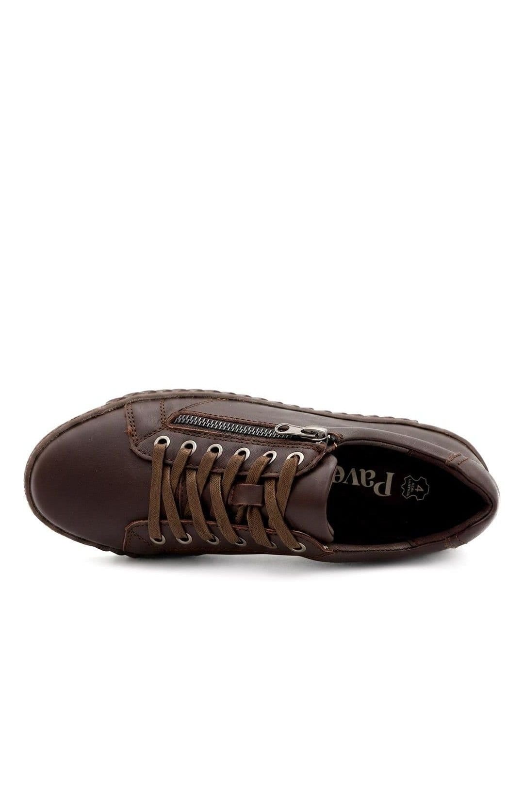Pavers Pavers Women's Casual Leather Trainers in Dark Brown - 4