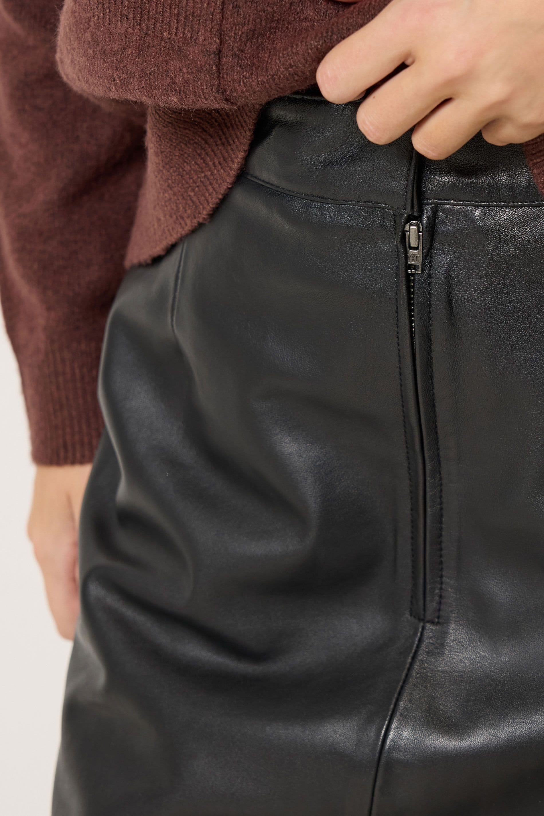M&Co M&Co Women's Premium Real Leather Mini Skirt in Black - 4