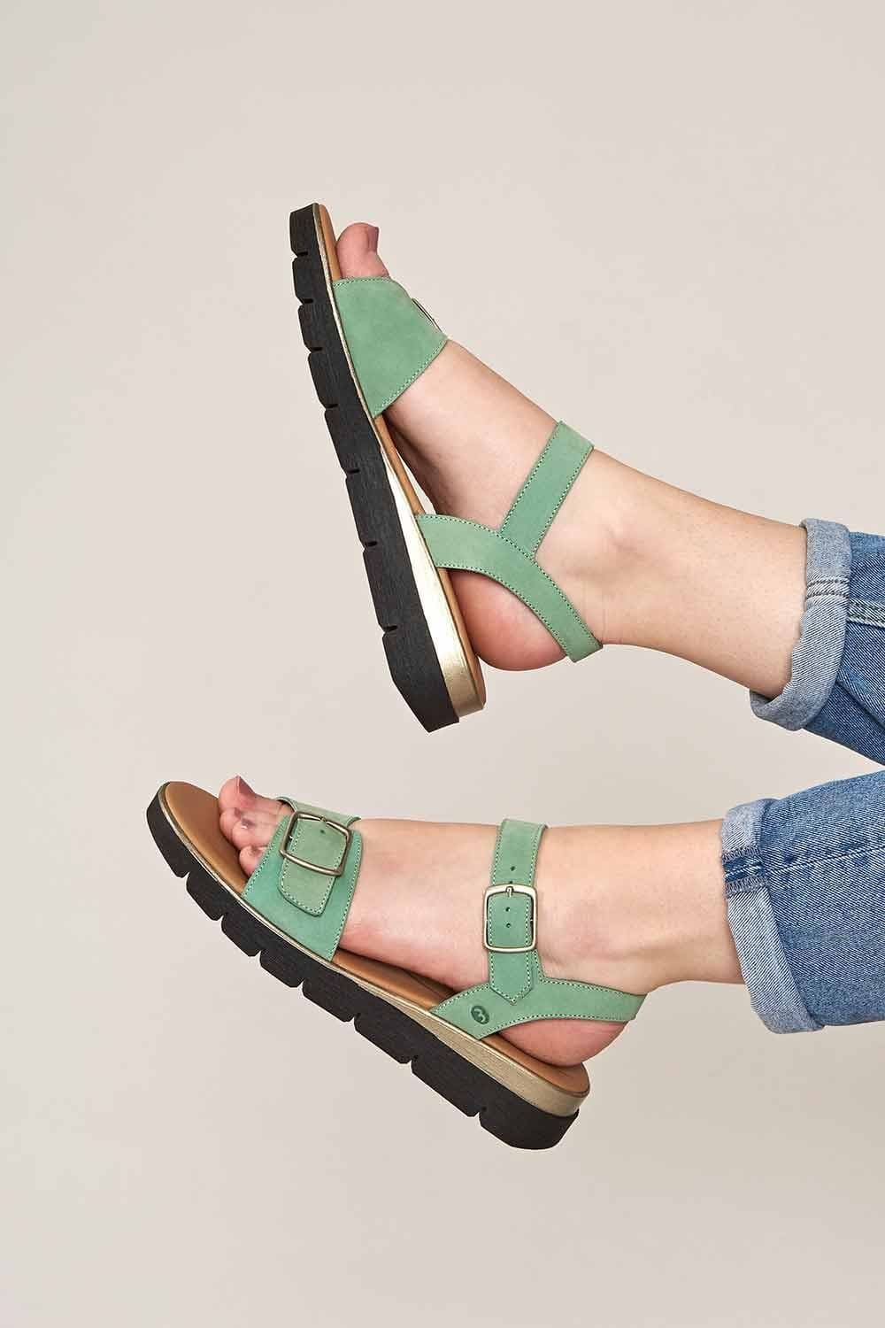 Moshulu Moshulu Light Green Suede Philly Sandals