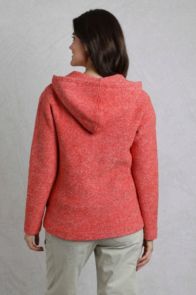Weird Fish Weird Fish Women's Alisa 1/4 Zip Snow Marl Fleece Hoodie in Dark Red - 3